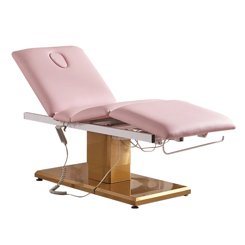 Popular modern beauty salon massage aesthetic bed orange electric physiotherapy treatment table eye lash bed