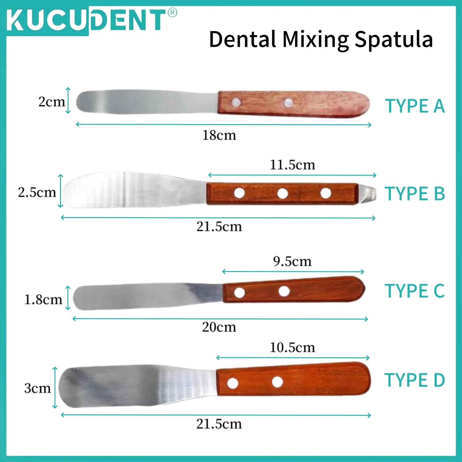 Dental Plaster Spatula Alginate Mixing Knife Wooden Handle Stainless Steel Spatula Cement Powder Impression Material Lab Tools