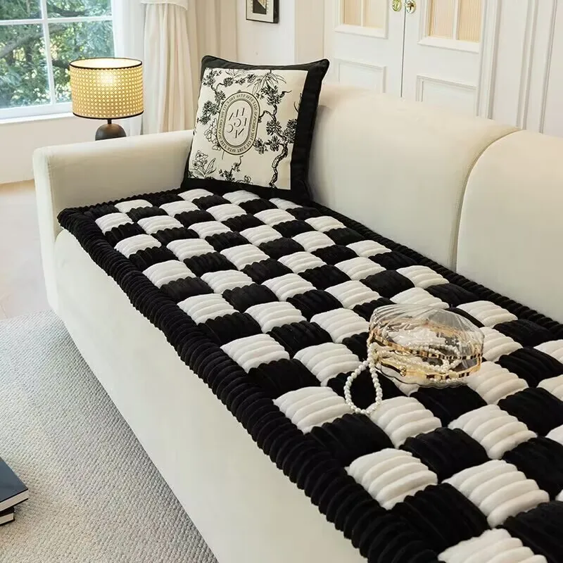 

Handmade Thickness Sofa Cover PP Cotton Fillings Non-slip Seat Cushion Pad Plush Velvet Anti-scratched Pets Kids Bed Mats
