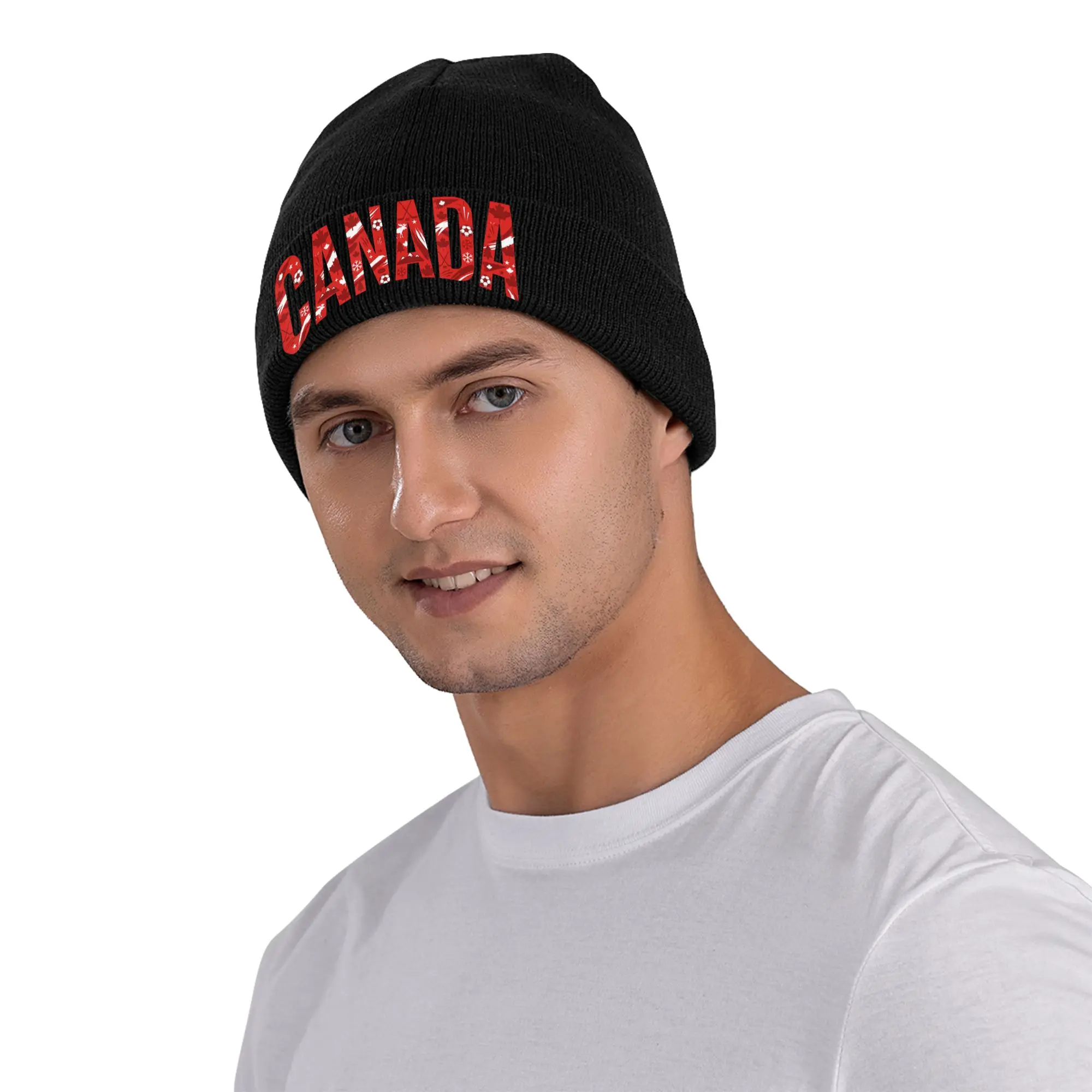 Canada Canadian Flag Maple Knitted Hat for Women Men Beanies Autumn Winter Hat Acrylic  Warm Cap