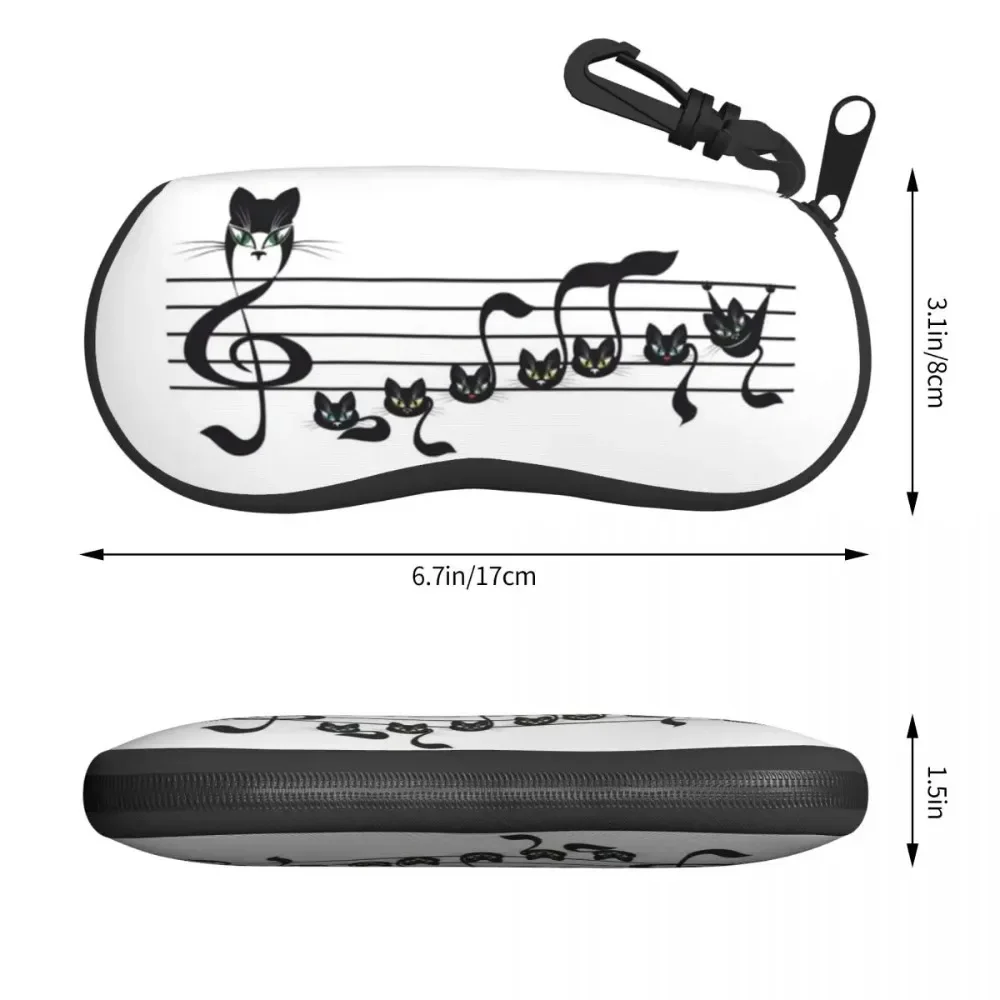 Black Cat With Music Notes Shell Eyeglasses Protector Cases Fashion Sunglass Case Animal Cartoon Kitten Glasses Pouch