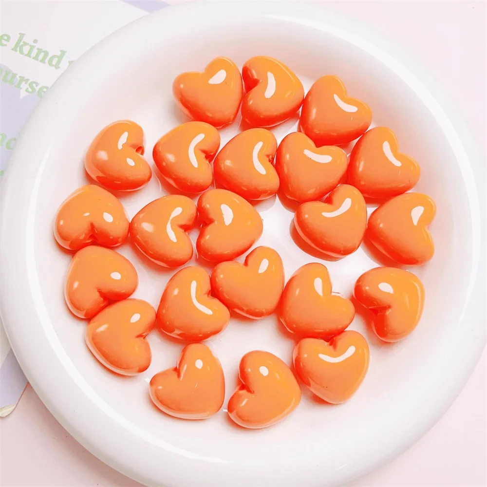 TX12 Painted Heart-shaped Beads DIY Handmade Loose Beads Hand-painted Cute Ins Mobile Phone Chain Pendant Beads Decoration