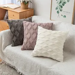 Cushion Cover Plush Pillow Cover for Sofa Living Room Geometric Housse De Coussin 45*45 Decorative Pillows Nordic Home Decor
