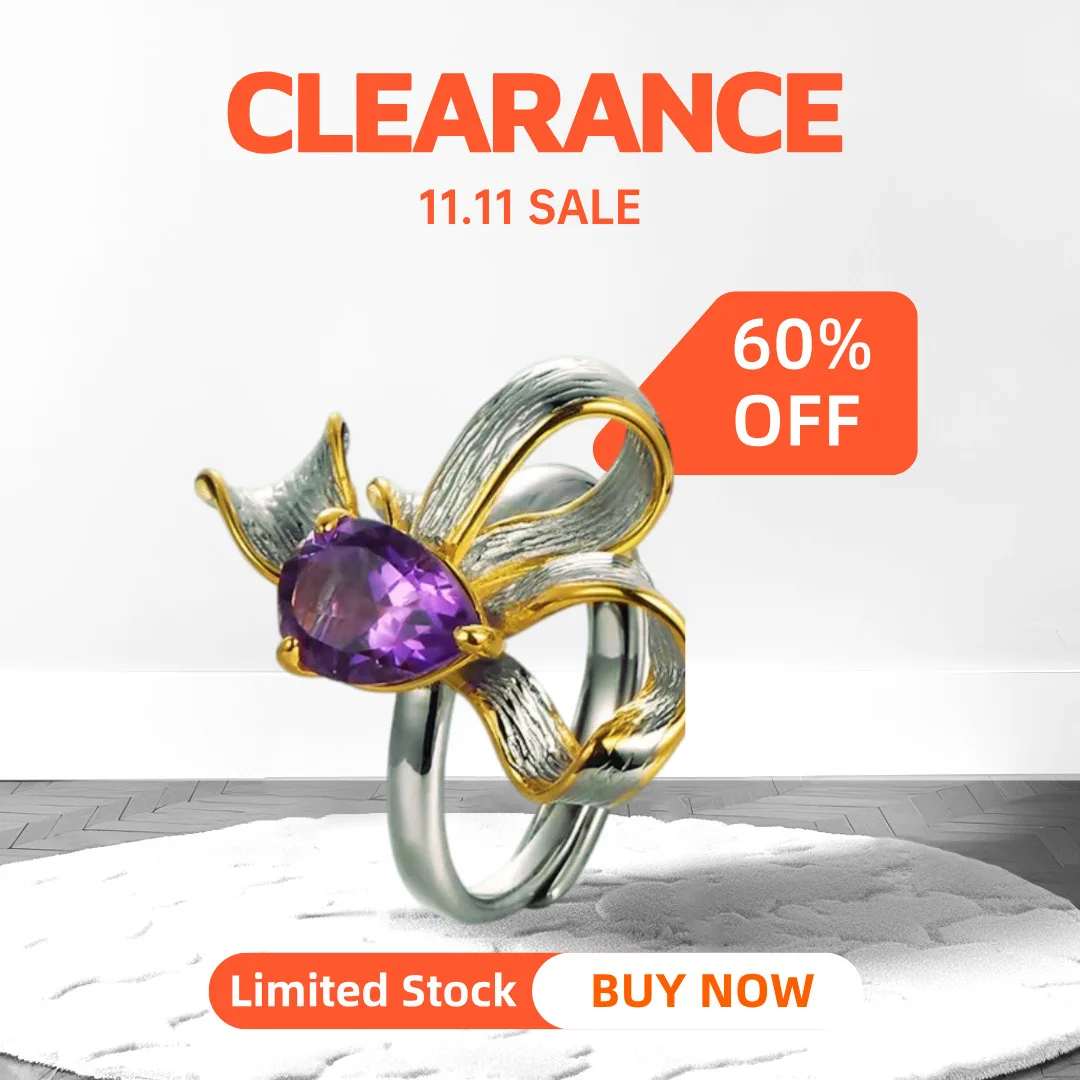 

GEEZENCA, стерлинговое серебро 925 пробы, 2 тона, с аметистом, с бантом, регулируемые кольца для женщин, распродажа, ограниченный запас, первый, получите