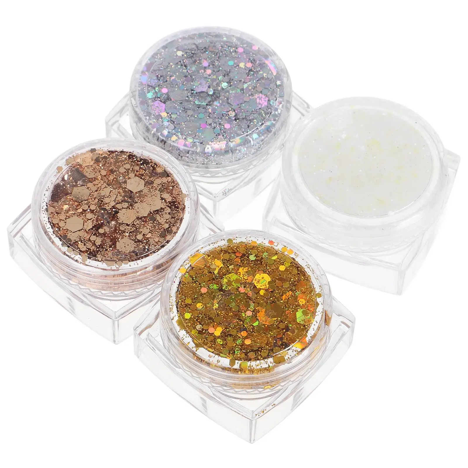 

4 Pcs Glitter Sequins Gel for Hair Body Eye Makeup Eyeshadow Chunky Face