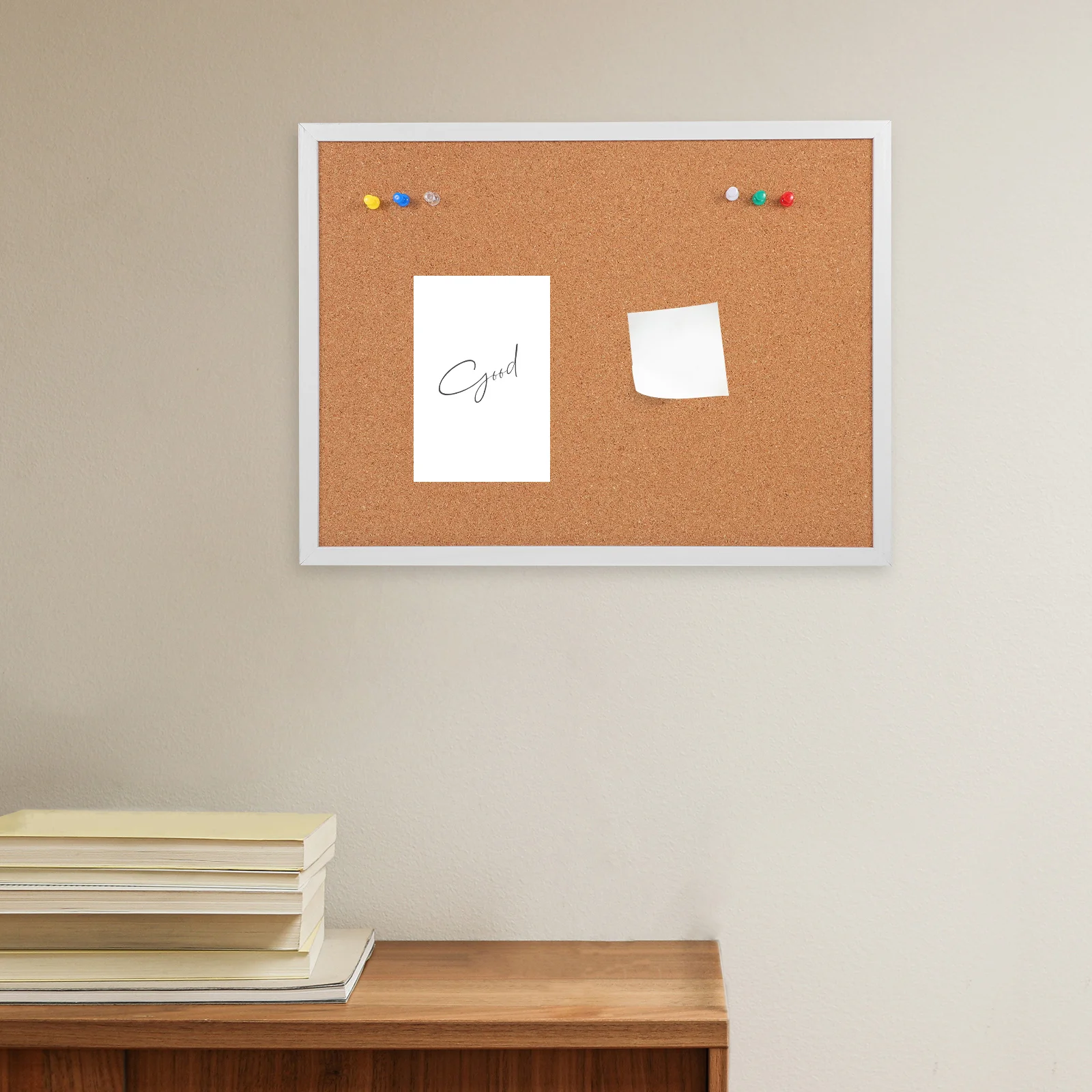 White Framed Cork Board Notice for Office Felt Wall Decorative Message Wooden Photo Table Coasters