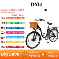 DYU C6 Adult Electric Bicycle 350W Men's E-Mountain ebike 36V12.5AH Battery,26 Inch women's Electric Bike