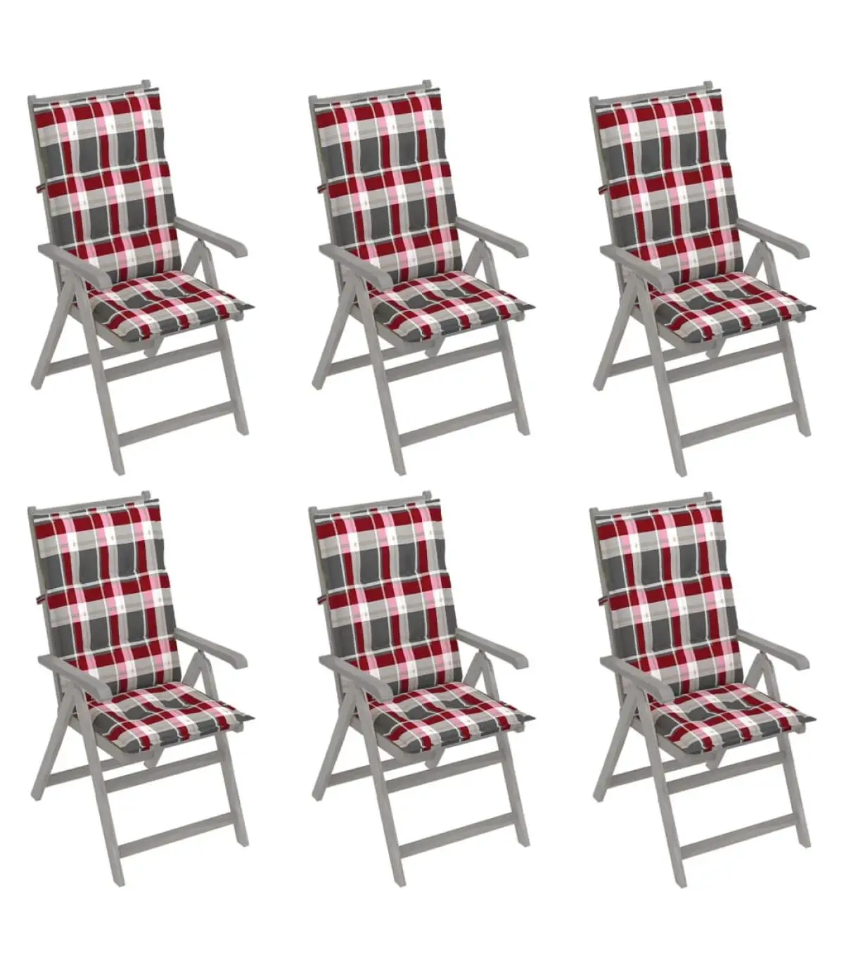 Garden chairs reclining garden chairs 6 Pcks solid wood acacia cushions