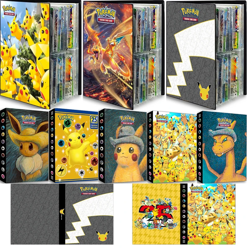 Classic Pokemon Charizard 240Pcs Album Card Book Squirtle Van Gogh Eevee Anime Cartoon VMAX GX Collection Storage Folder Gifts