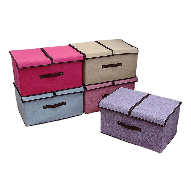 400815 High Quality Folding Non-woven High Quality Cotton Linen Fabric Double Covers Clothes Container Bins Toy Storage Box