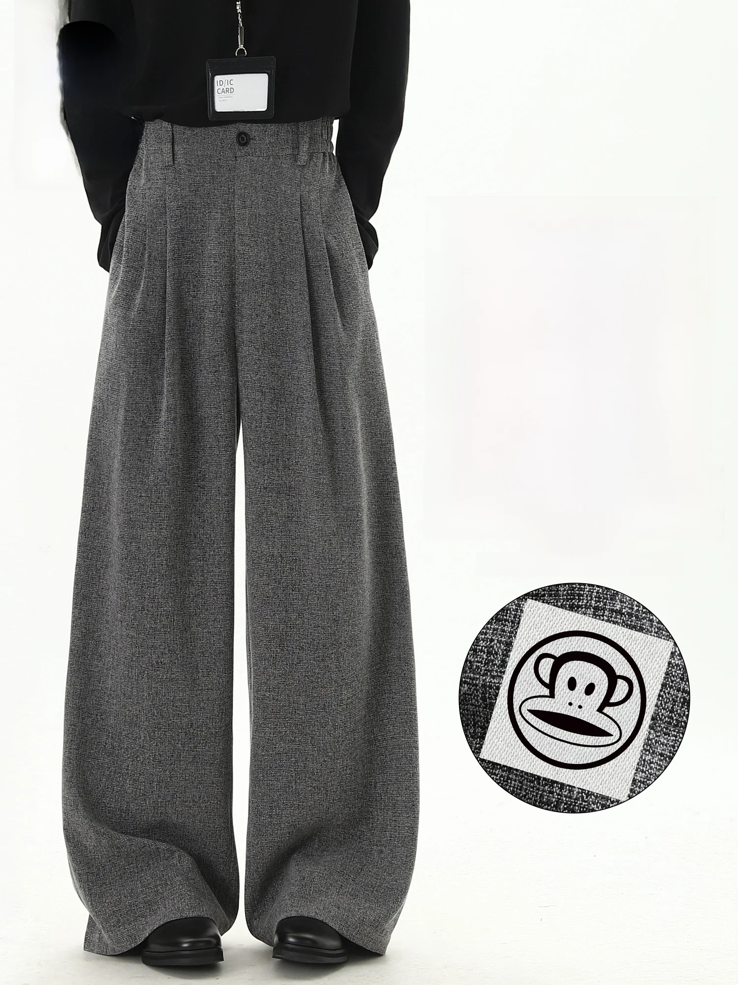 

Мужские повседневные брюки Paul Frank Spring с широкими штанинами, свободного кроя, прямые, в стиле ретро, комфортные, из смесового полиэстера, молодежные, модные