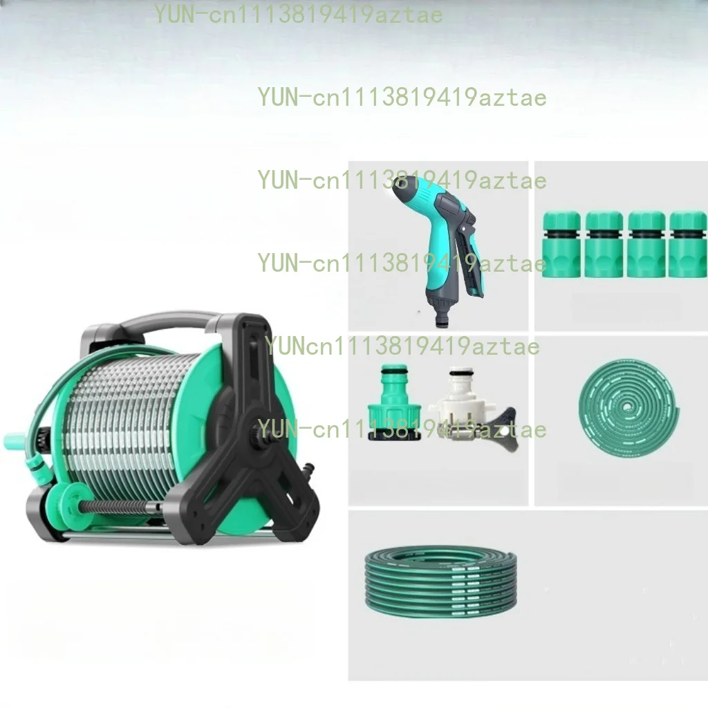 High Quality Mint Blue 20m 30m 40m Portable Plastic Water Hose Reel Garden Hose Reel Cart With Water Gun