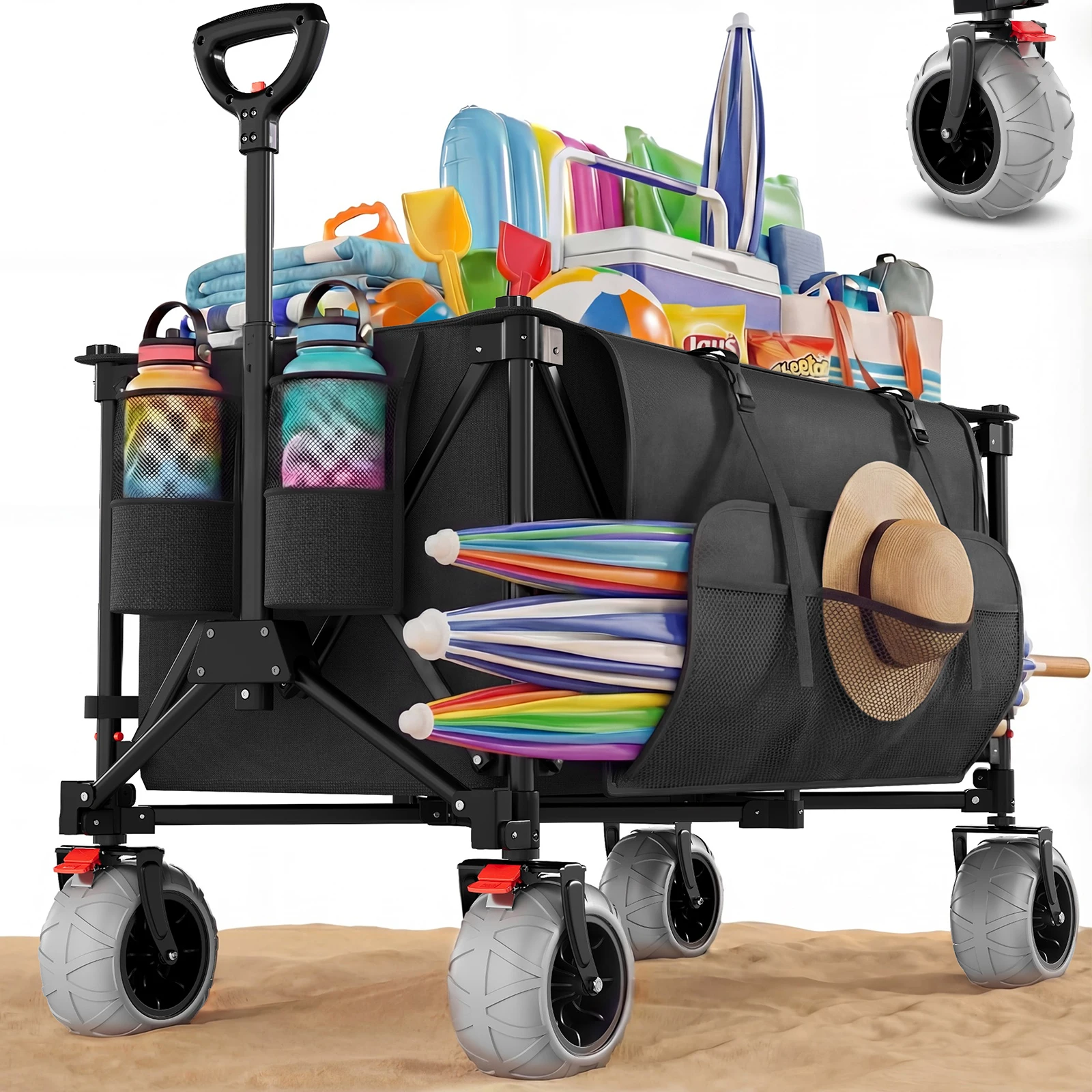 Carrito de Camping Plegable, Capacidad de Carga de 200 kg, Carrito Utilitario Plegable con Rotación de 360° °   Ruedas Resistentes al Desgaste, para Camping