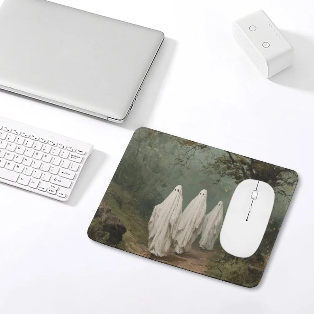 Antique-Style Ghosts Stroll Woodland Mouse Mat for Office and Laptop Desk with Grippy Rubber Base