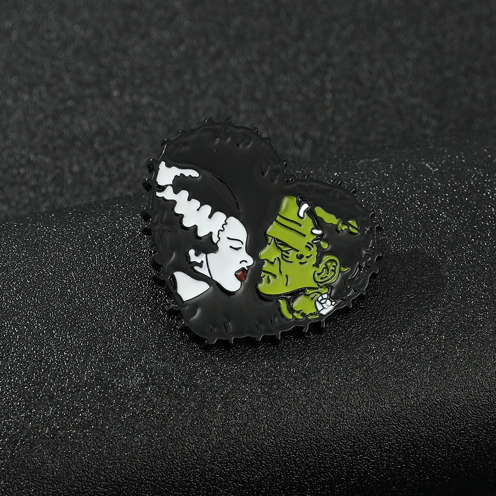 Broche exquisito de dibujos animados de la novia de Frankenstein, Pin esmaltado a la moda, mochila, joyería, insignia de Metal, accesorios de regalo, 1 ud.