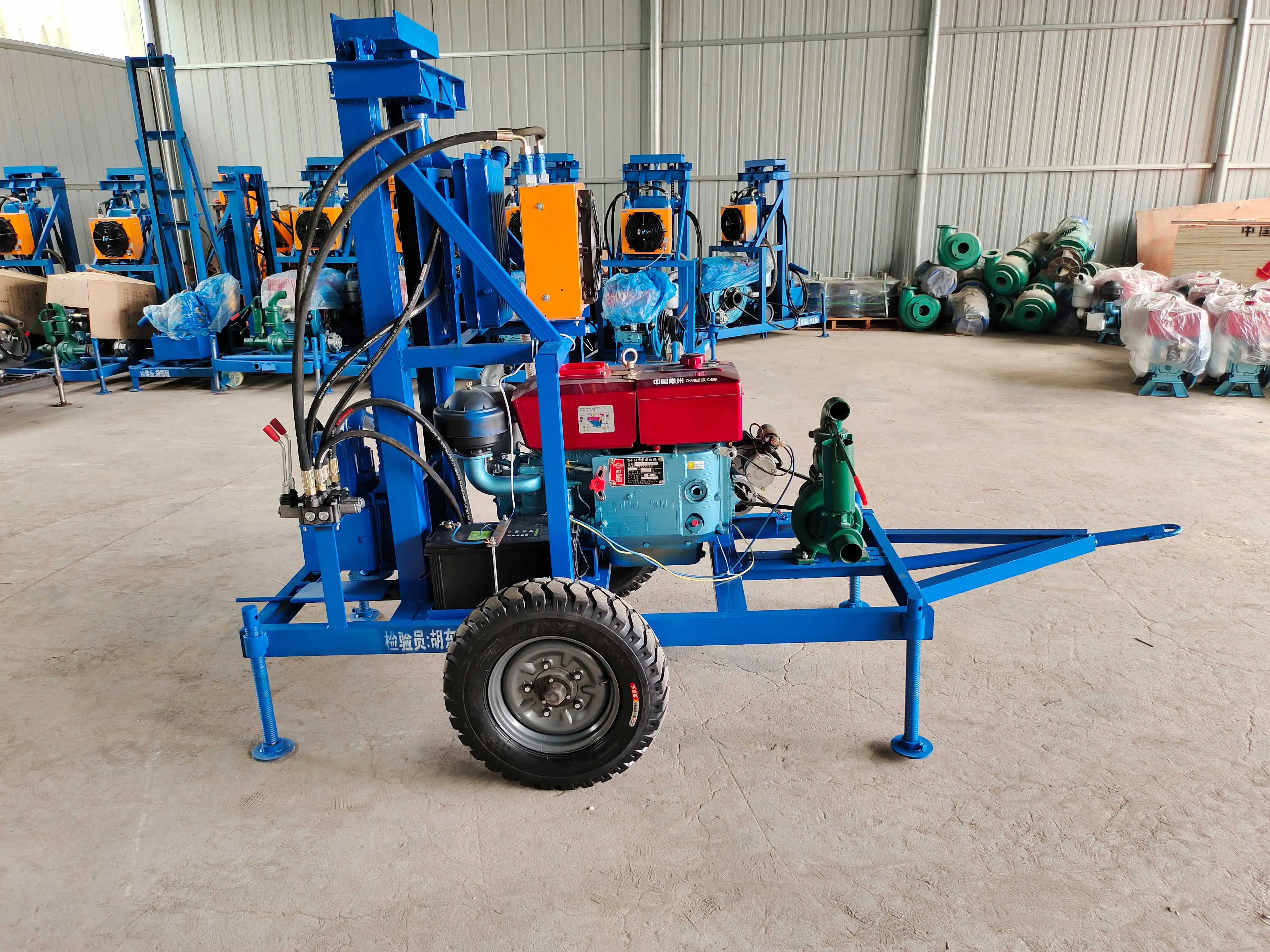 100m Deep Water Well Drill Rig Small Hydraulic Diesel Engine Powered Wheeled Borehole Machine with PDC Bits for Farm Home