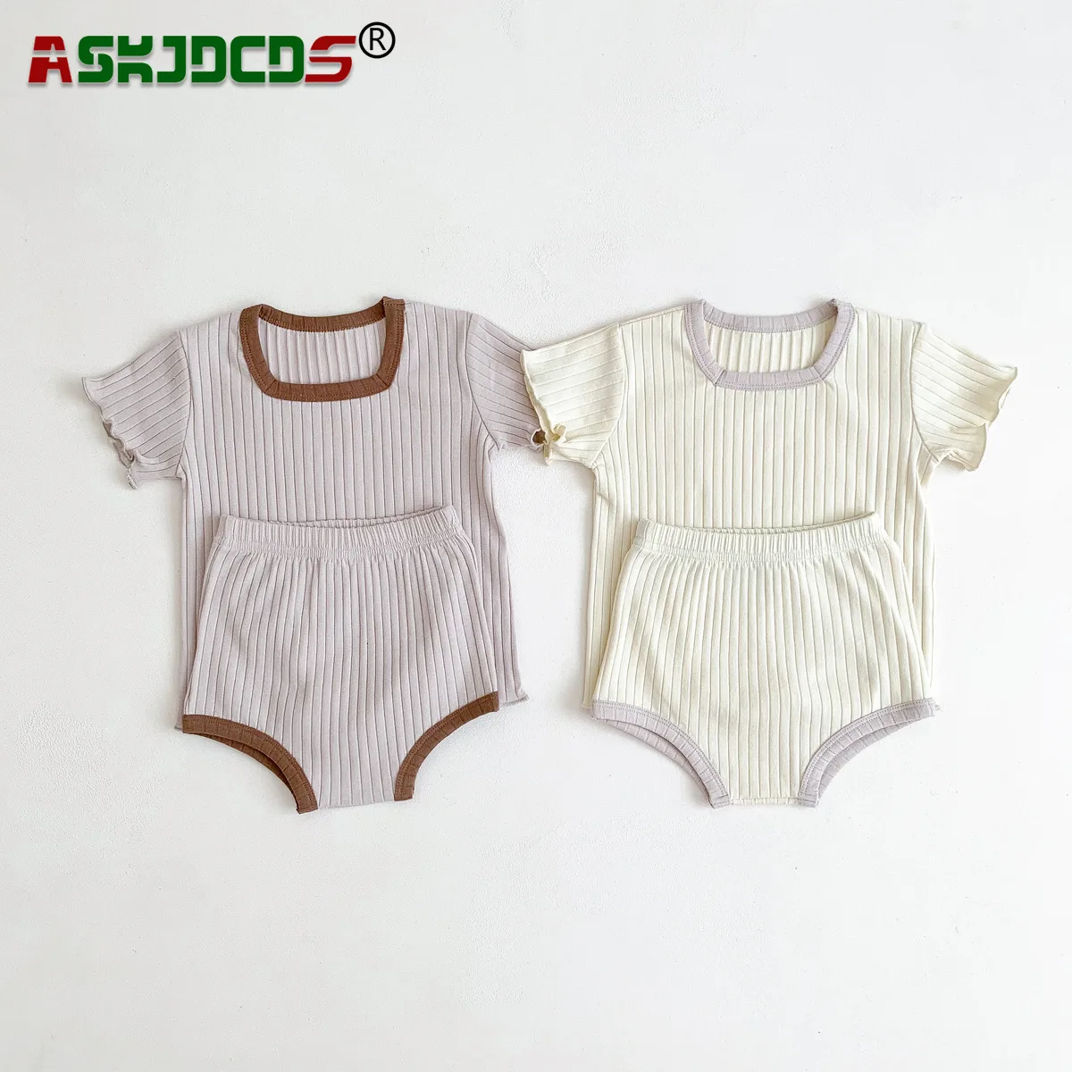 

2023 NEW IN Summer Kids Baby Girls Boys Patch Short Sleeve Top Tees + Shorts Pants Infant Children Home Clothing Set 2pcs