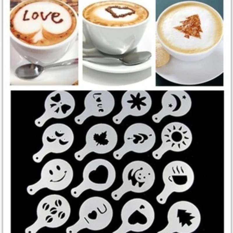 

Creative Kitchen Accessories16pcs Fancy Coffee Printing Template Kitchen Tools Kitchenware Coffee Spray Template Kitchen Gadgets