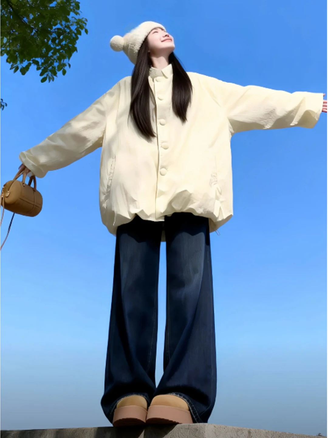 

Уникальная укороченная хлопковая куртка свободного кроя в корейском стиле с цветочным принтом, весенняя модная верхняя одежда, хлопковое пальто