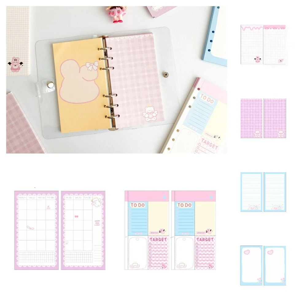 45 Sheets A6 Loose Leaf Refill Paper 6 Hole Heart Inner Refill Spiral Binder Paper Notebook Separator Paper