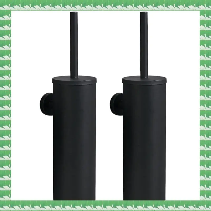 

ONCE 2X 304 Stainless Steel Cylindrical Brushed Black Vertical Toilet Brush Wall-Mounted Bathroom Toilet Cleaning Supplies
