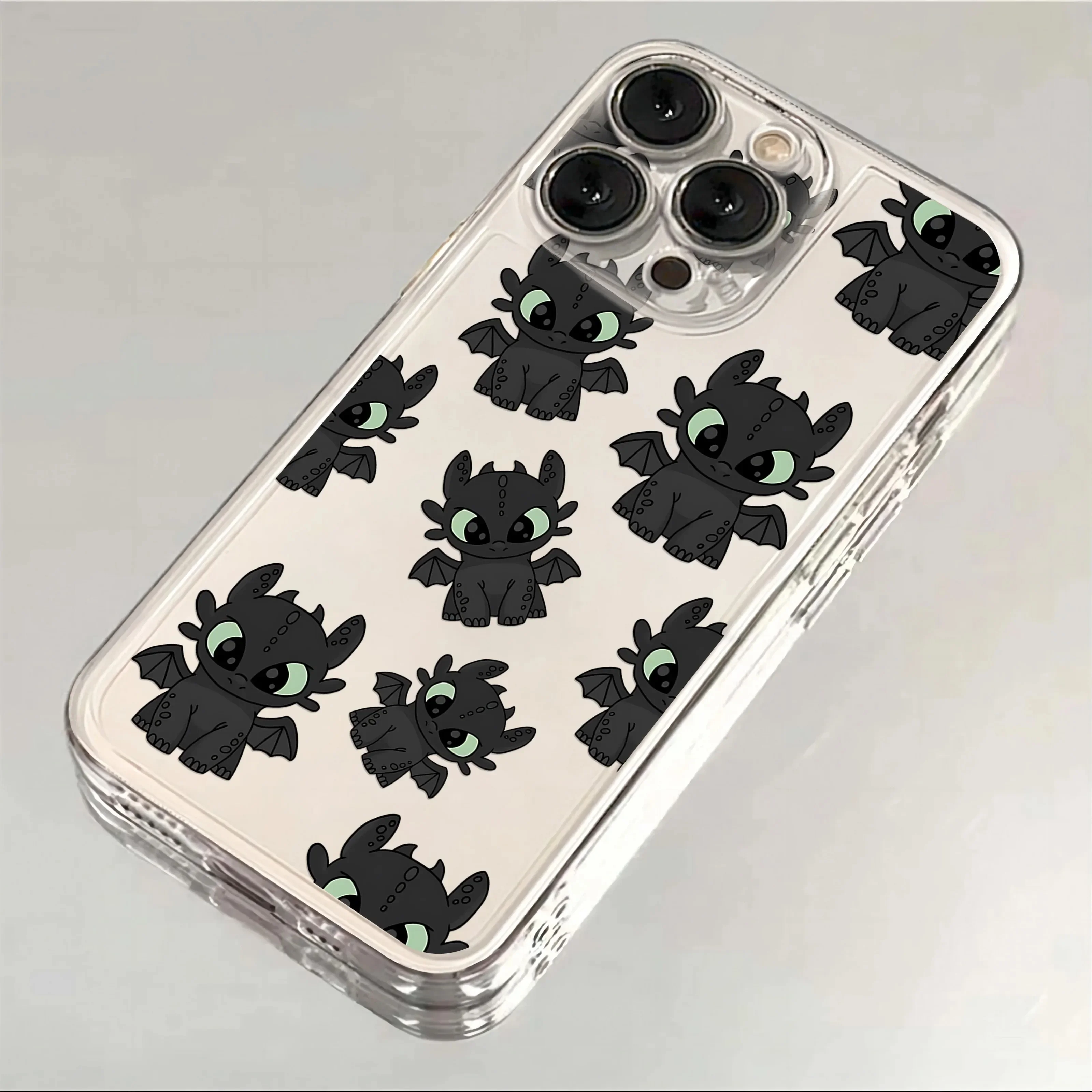 Capa de telefone para iphone 17 16e 16 15 14 13 12 11 air pro max plus adorável casal dentado dragão engraçado transparente capa traseira macia