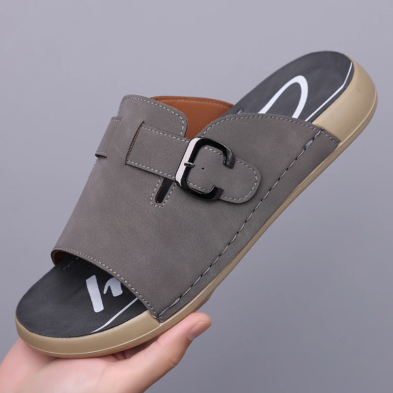 

Summer Hot Sale Mens Walking Sandals Anti Slip Flat Sole Slippers Fashion Male Outdoor Footwear Breathable Beach Sandal Footwear