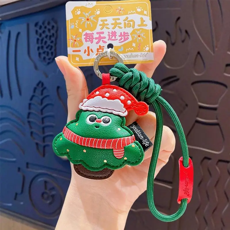 Weihnachtliche PU-Schlüsselanhänger mit niedlichem Aufdruck, robustes Lanyard, langlebig für Weihnachtsfeiergeschenke, Feiertagsgeschenke, Handtaschendekoration. – Detail 14