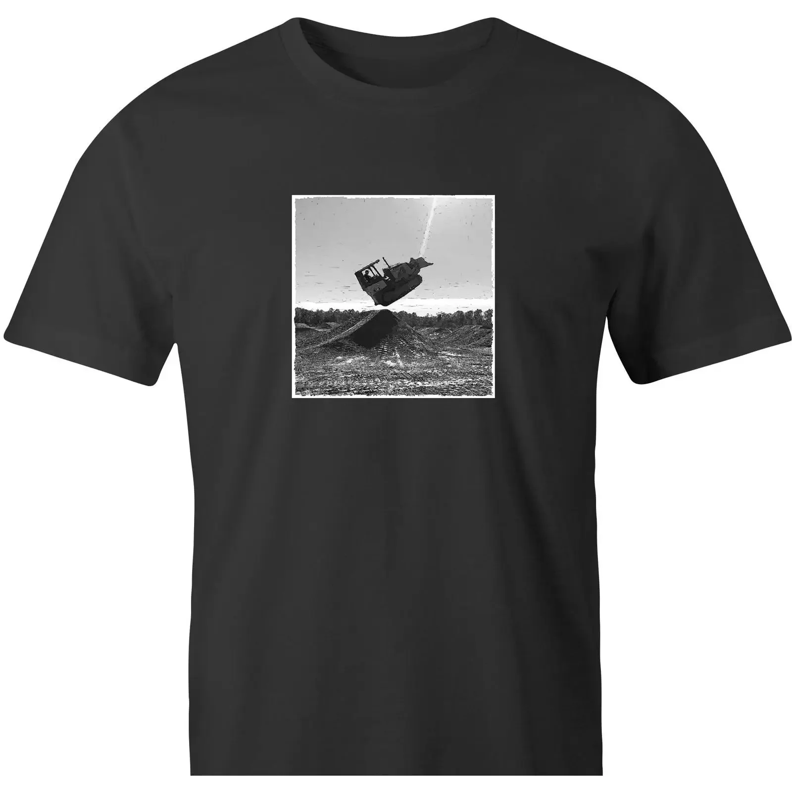 Bulldozer Jump T Shirt Funny Motivational Skid Steer vintage Washed Casual Slightly Stylish Top For Everyday Wear Comfortable