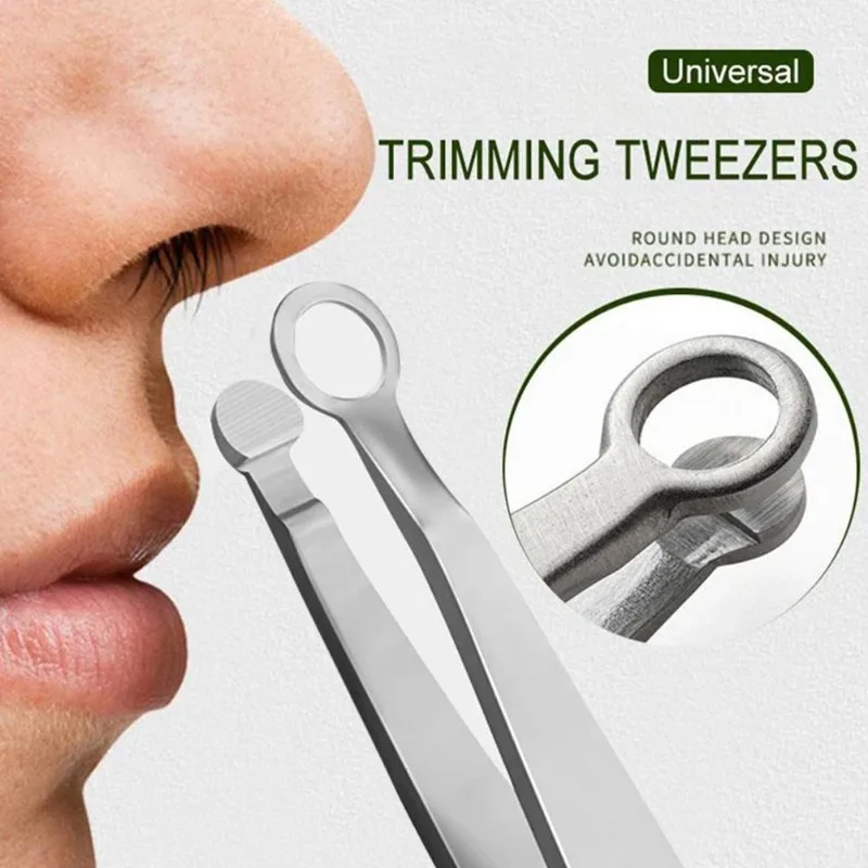 Nose Hair Trimming Tweezers, Round Head, Multifunctional Water Resistant