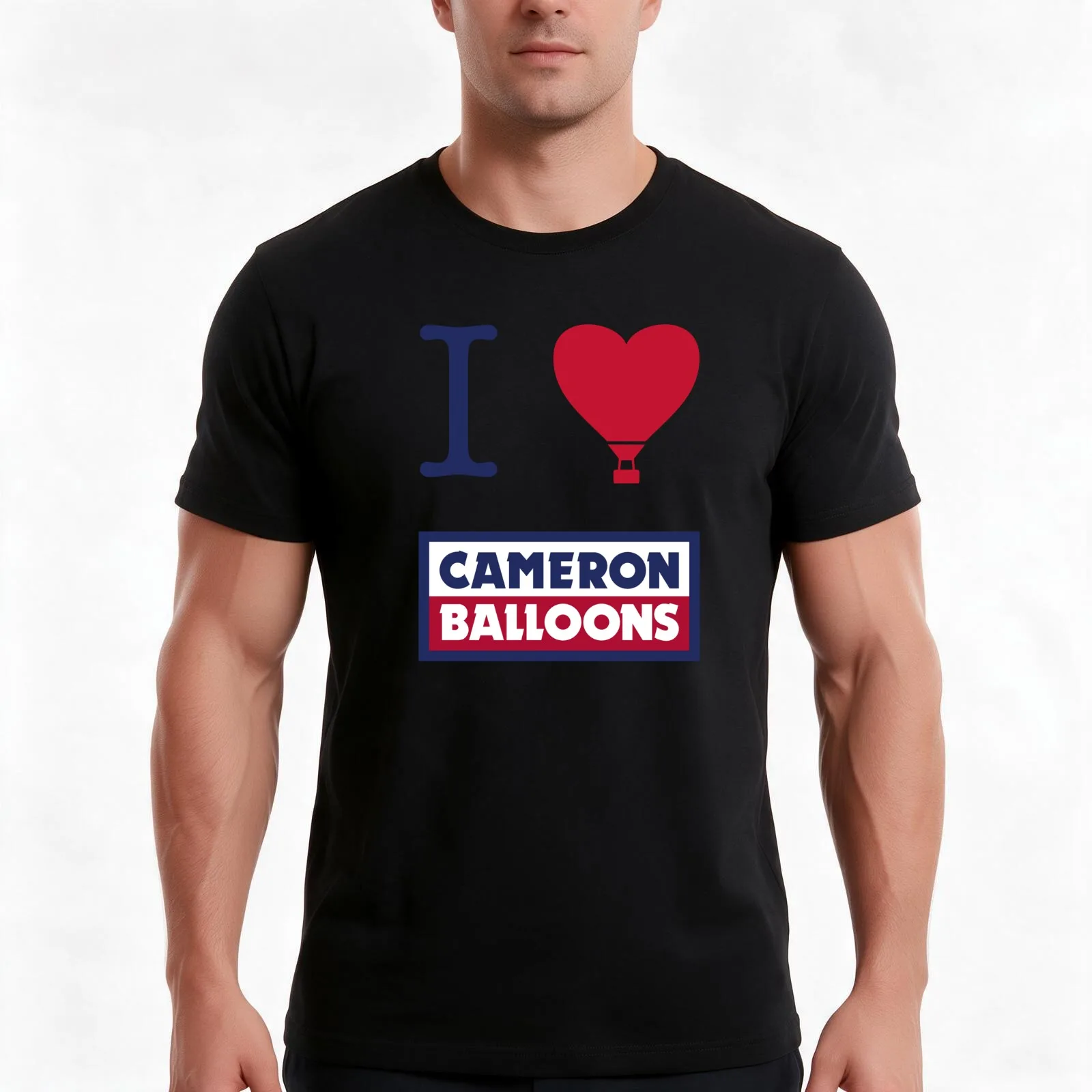 I Heart Cameron Balloons T-Shirt, Summer Casual Cotton Tee, Oversized Streetwear Tops, Vintage Graphic Print, Unisex Men Women