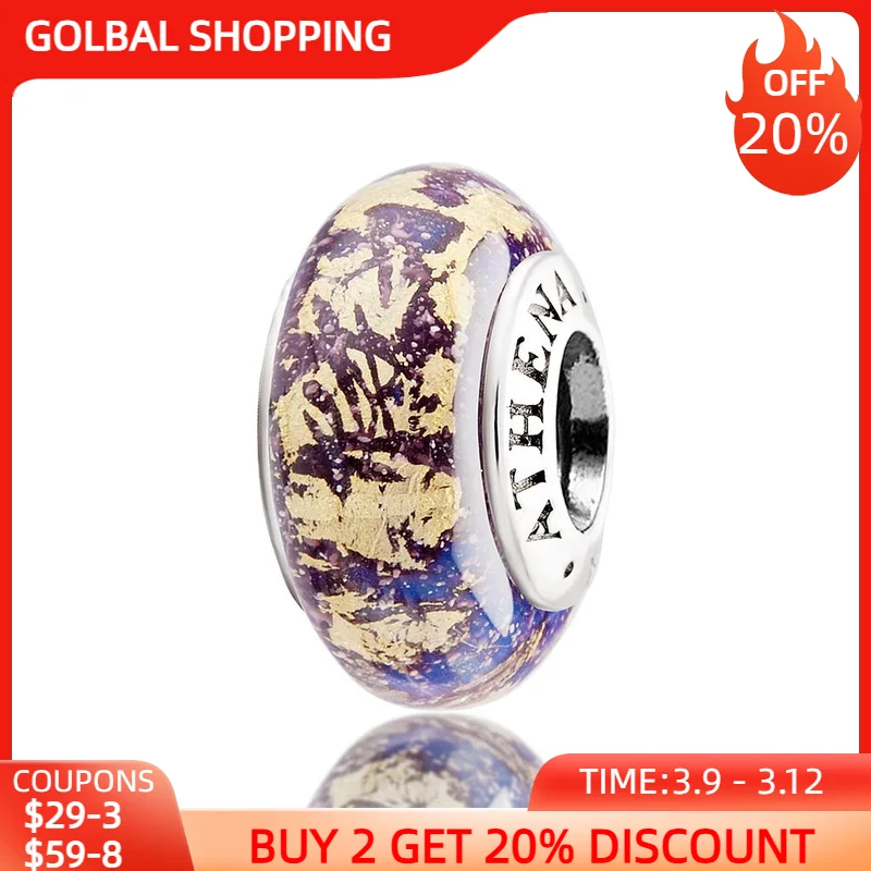 ATHENAIE – perles en verre de Murano 925 argent, pour tous les colliers et Bracelets européens