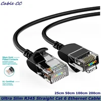 Cable Ethernet ultra delgado Cat 6, cable LAN flexible Rj45 Cat 6a, cable de red Cat6 de 10 Gbps y 550 MHz para PC, enrutador, Windows negro