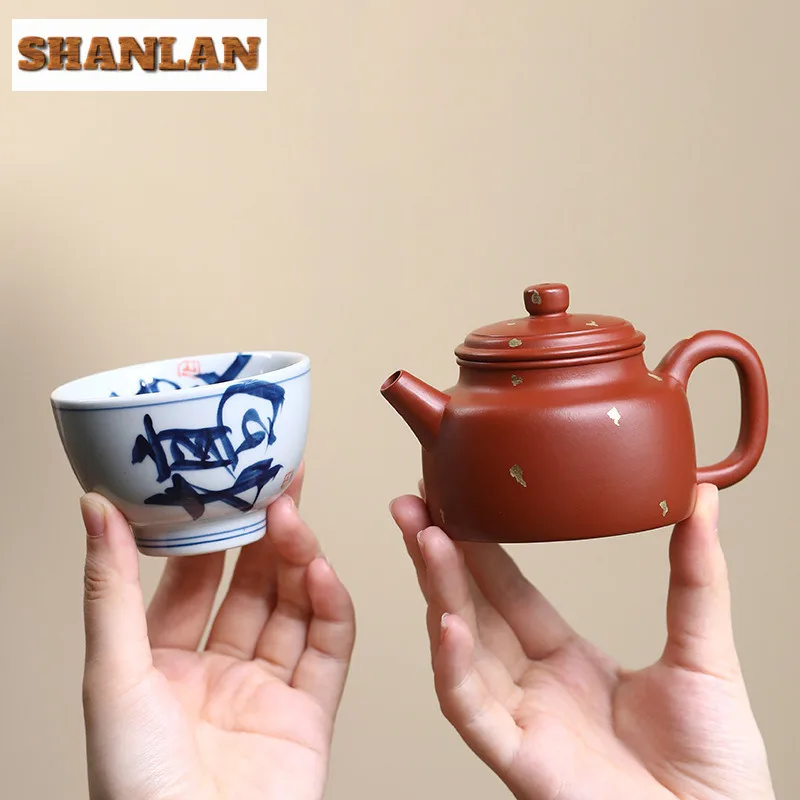 

110ml Elegant Yixing Purple Clay Teapots Handmade De Zhong Pot Raw Ore Zhu Mud Kettle Zisha Tea Set Tea Services Accessories