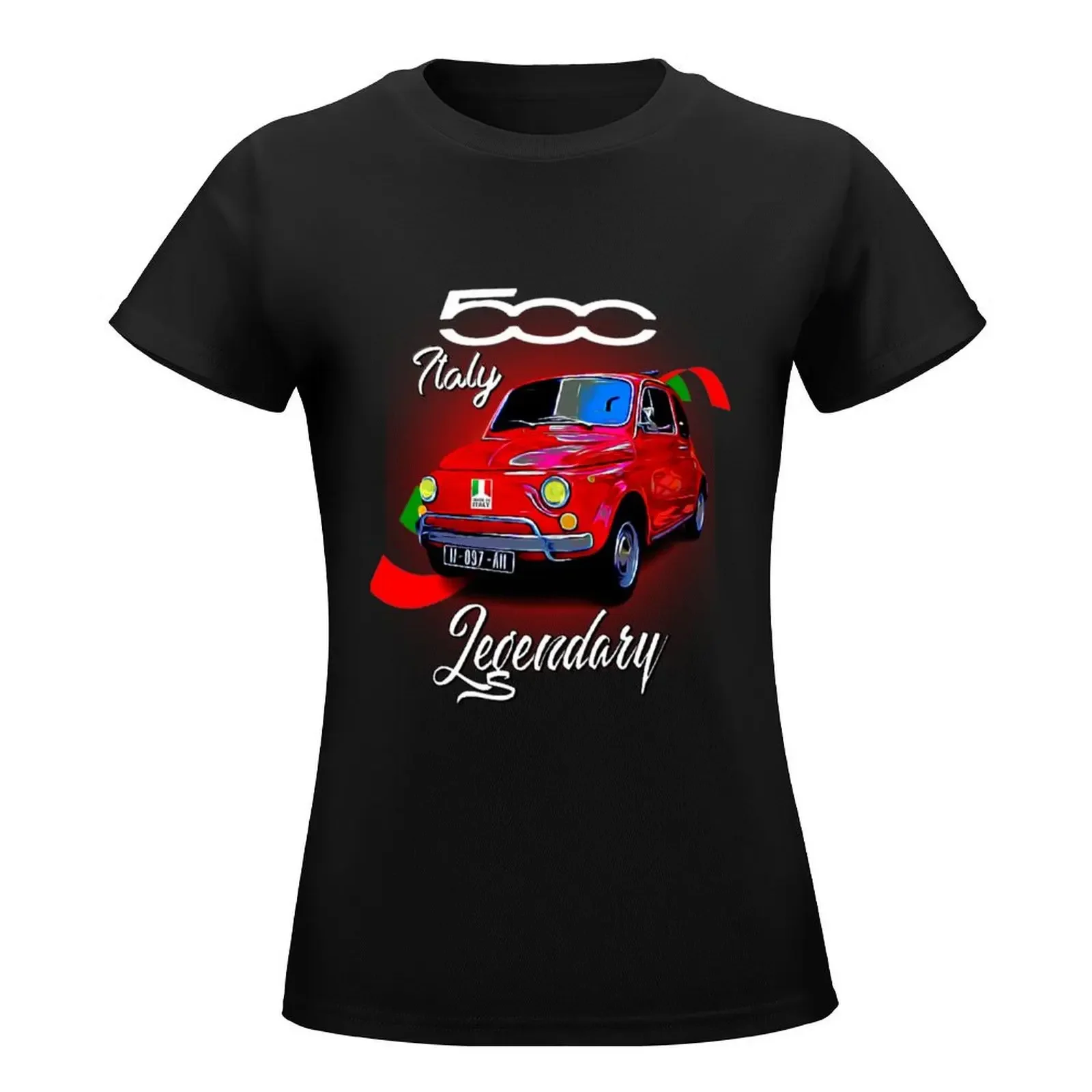 fiat 500 red T-Shirt Female clothing kawaii clothes white t-shirts for Women