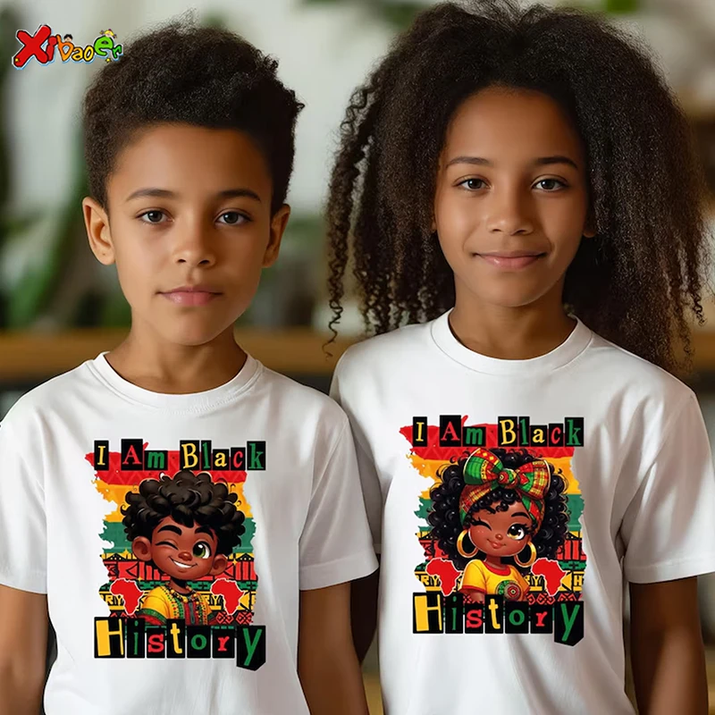 Black History Month Kids T Shirt I Am Black History African Boy Girl Kid Children Short Sleeve Tee Casual  African Heritage