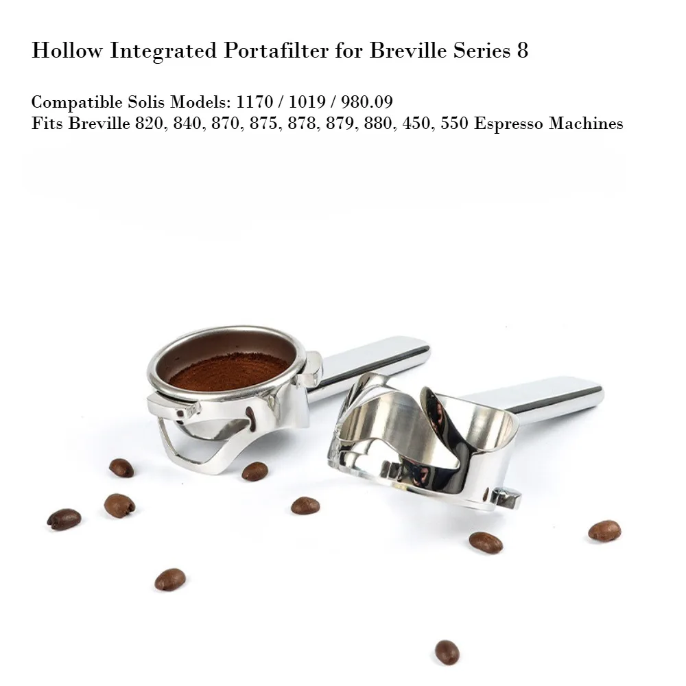 54mm Bottomless Portafilter, One‑Piece Stainless Steel Naked Hollow Coffee filter Compatible with Breville 870/878/880