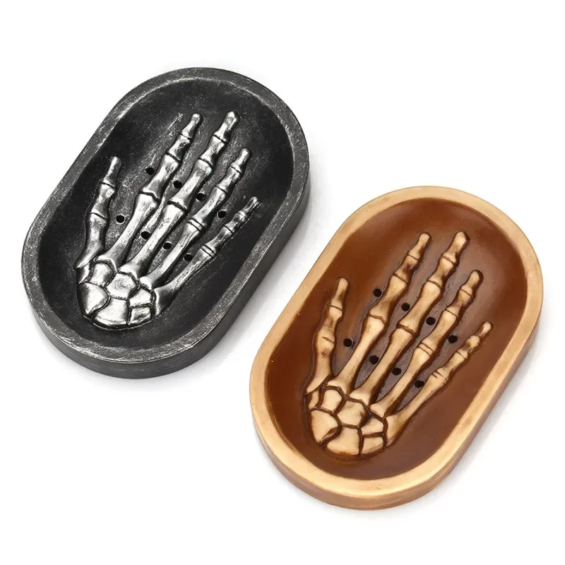 Personalized Skeleton Hand Bone Holder Hand Washing Dplate For Bathroom Table top soap resin box, For Home