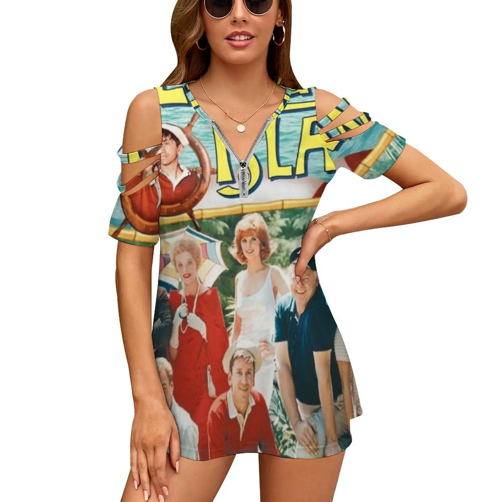 

Женская рубашка Gilligan's Island, новая мода, топ с открытыми плечами и короткими рукавами, женская рубашка Giseurans Island G Zilans Sitcom Series Comedy