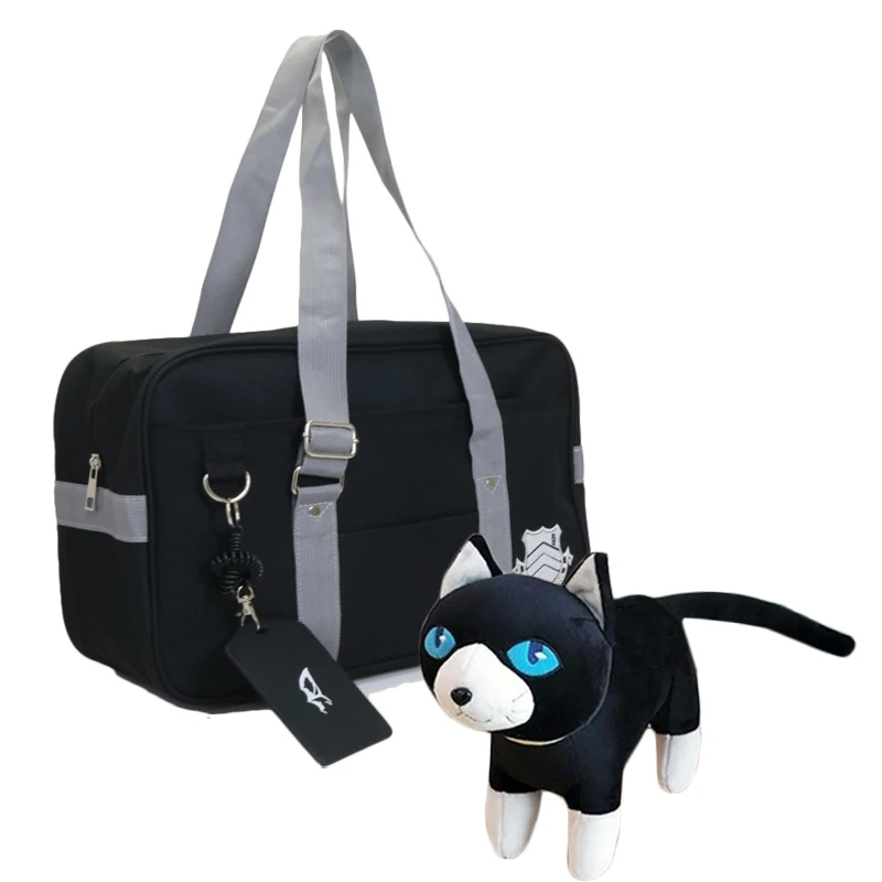 

Anime Amamiya Ren Morgana High School Cospaly Student JK Uniform Shoulder Bag Travel Black Handbag Accessory