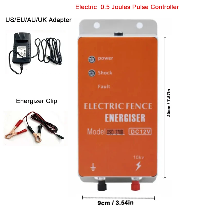 Electric Fence 0.5 Joules Low Impedance Energizer Livestock Sheep Dog Pig Elephant Cattle Animals High Voltage Pulse Controller