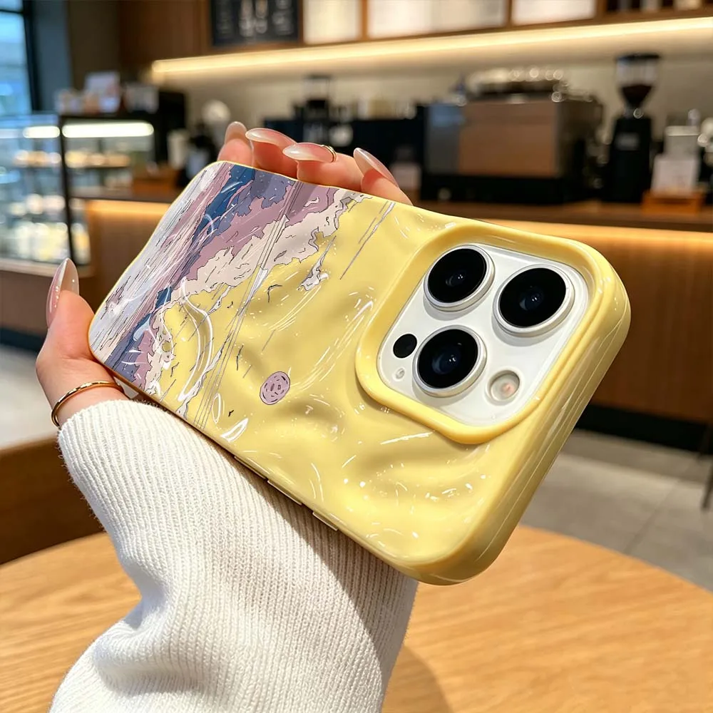 Cartoon Landscape Patterns Cover For iPhone 18 Pro Max 17 16 15 14 13 12 11 Pro Max Plus Soft Meteorite Textured Phone Case
