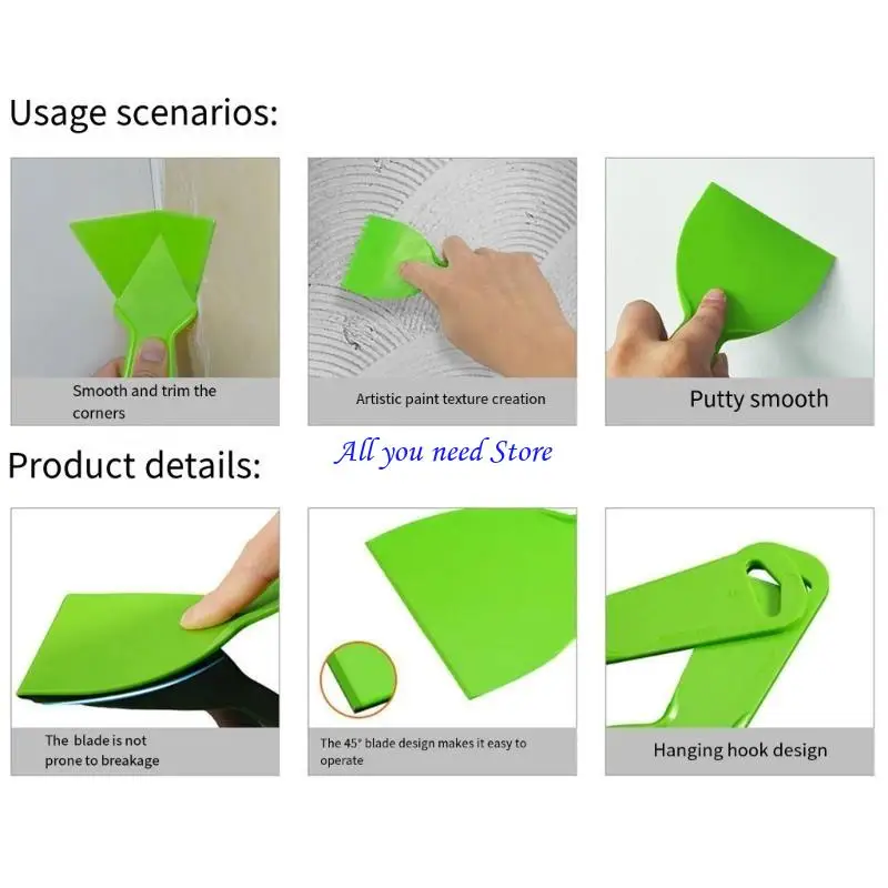 

K9FB Heavy Duty Plastic Spatula Scrapers Corner Trowel Tool with Ergonomic Handles