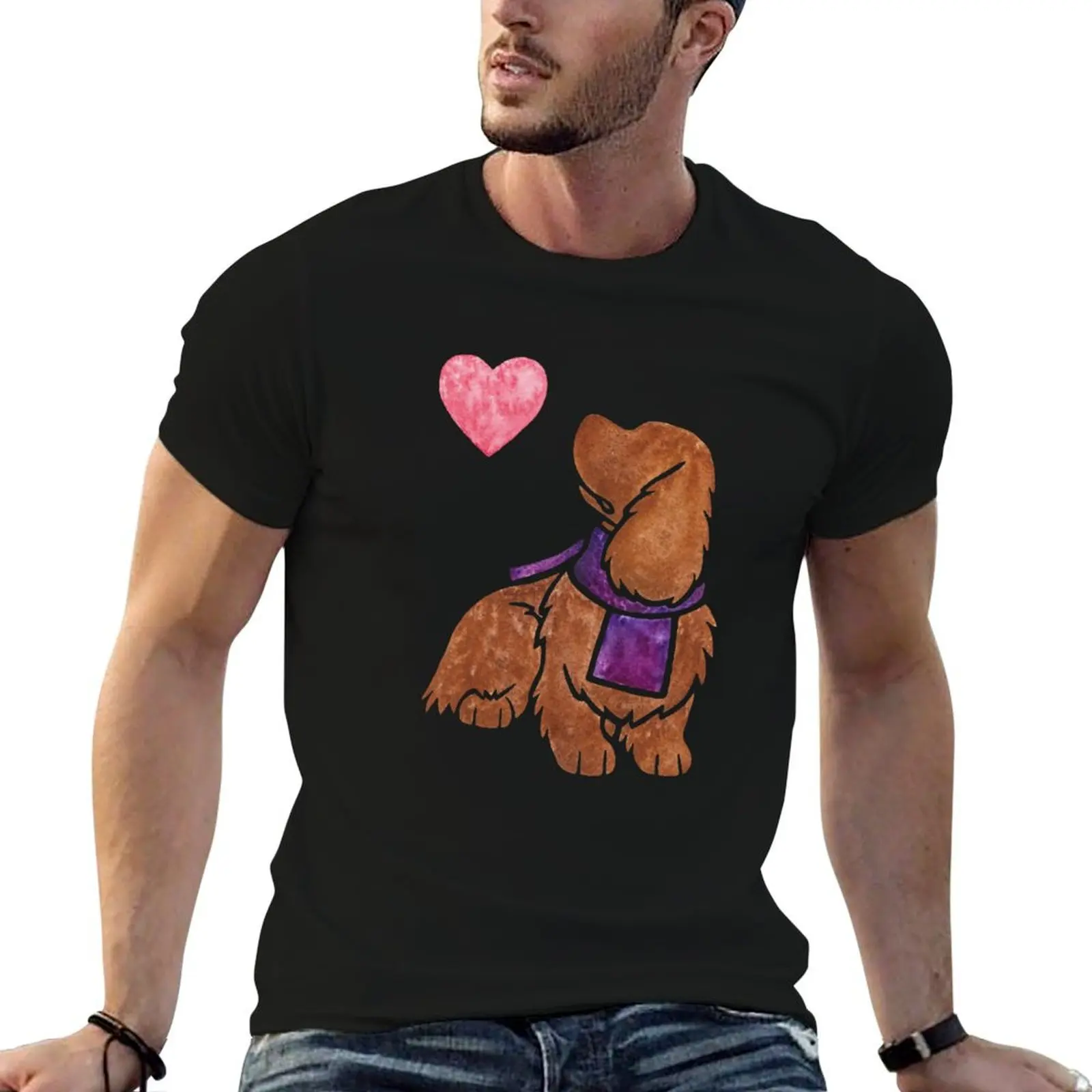 Camiseta con estampado de perro Sussex Spaniel en acuarela, camiseta gráfica para hombre, camisetas de lujo para hombre, camiseta para hombre