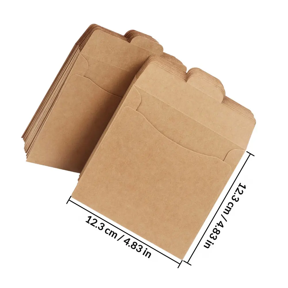 100Pcs Kraft Paper Cd Sleeves Brown Retro Style Vintage Envelopes for Dvd Storage Greeting Card Document File Envelopes