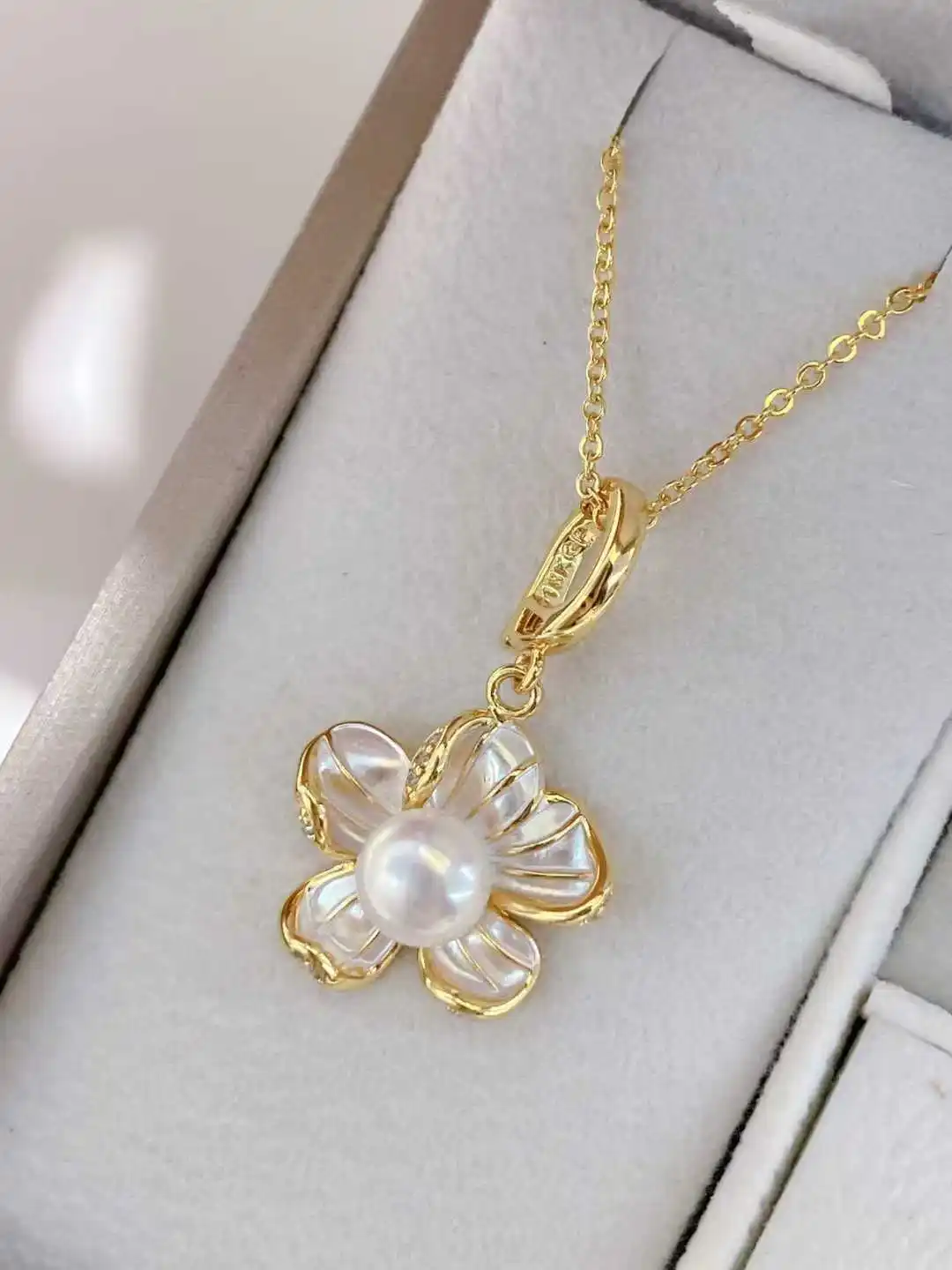 Certificated 3pcs/Set Natural Freshwater Pearl Flower Jewelry 14K Gold Filled Floral/Butterfly Ear Studs/Pendant Necklace/Ring view 6
