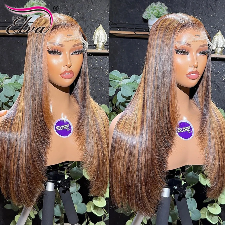 Layered Cut Bone Straight Highlight 13X6 13x4 HD Lace Full Frontal Wigs Human Hair Pre Plucked Colored Brazilian Hair For Women