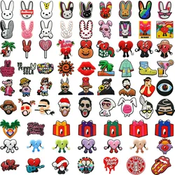 100pcs Bad Bunny Shoe Charms Accessories Sneakers Shoe Decorations Pins for Clog Woman Men Xmas Clips Jeans Wholesale Set