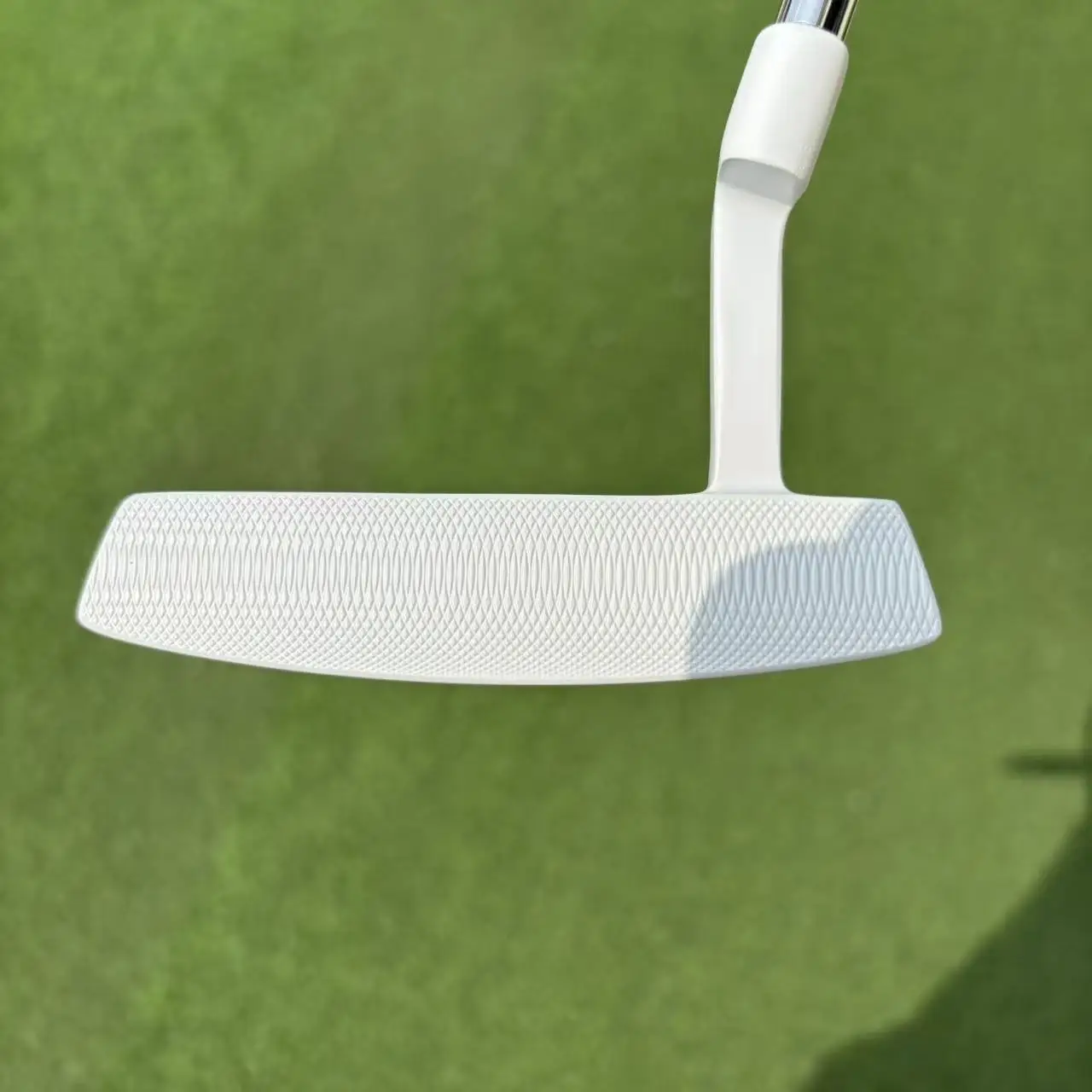 Golf Putter, Blade, All White, Center Alignment Line, Textured Grid Face, Plumber Neck, Classic, Soft Feel, Men Women