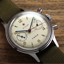 Red Star Men's Chronograph 1963 With ST1901 Seagull Movement Air Force Aviation Men's Mechanical Wristwatches Sapphire Acrylic